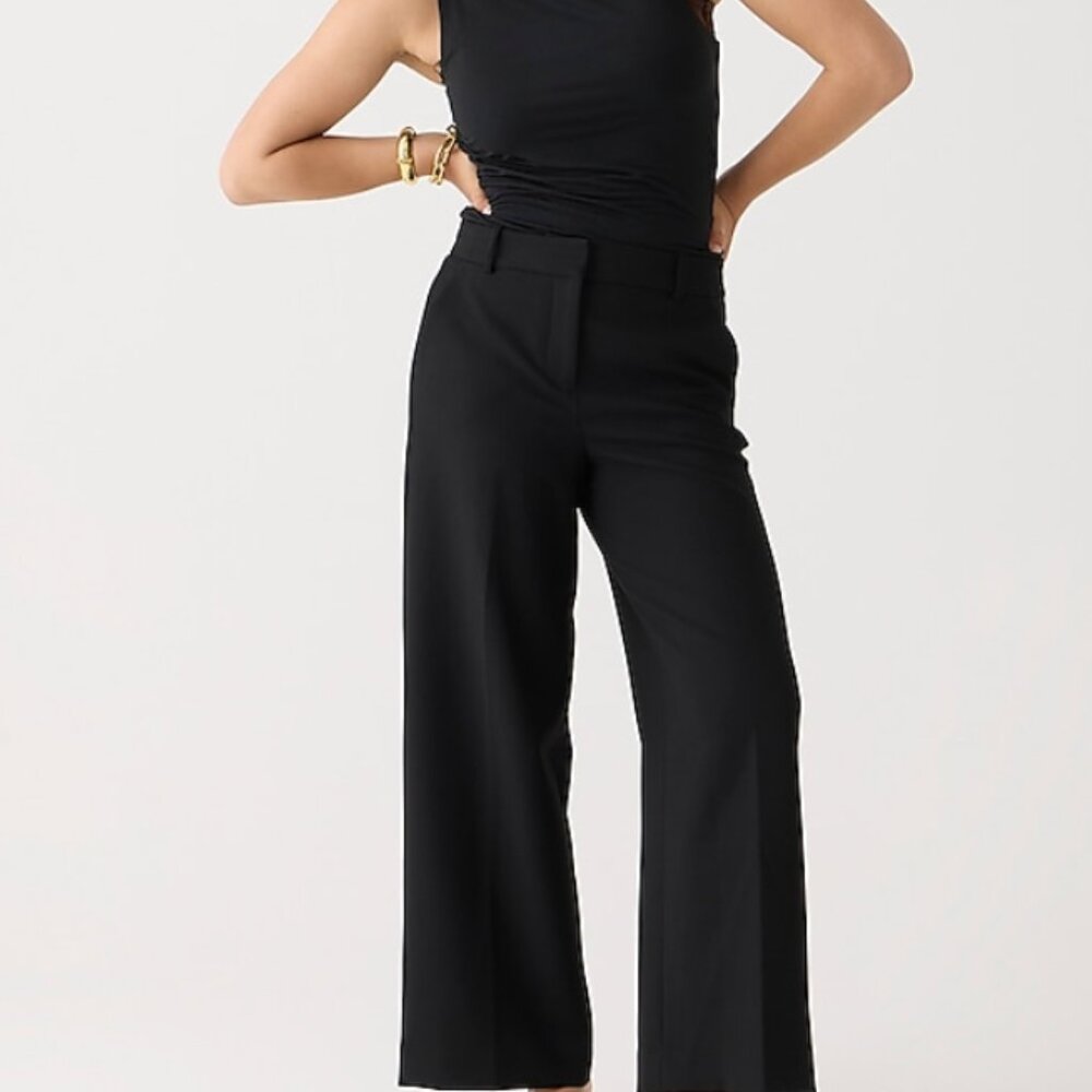J Crew Sydney Pants Women's Sz. 10 Wide Leg Black